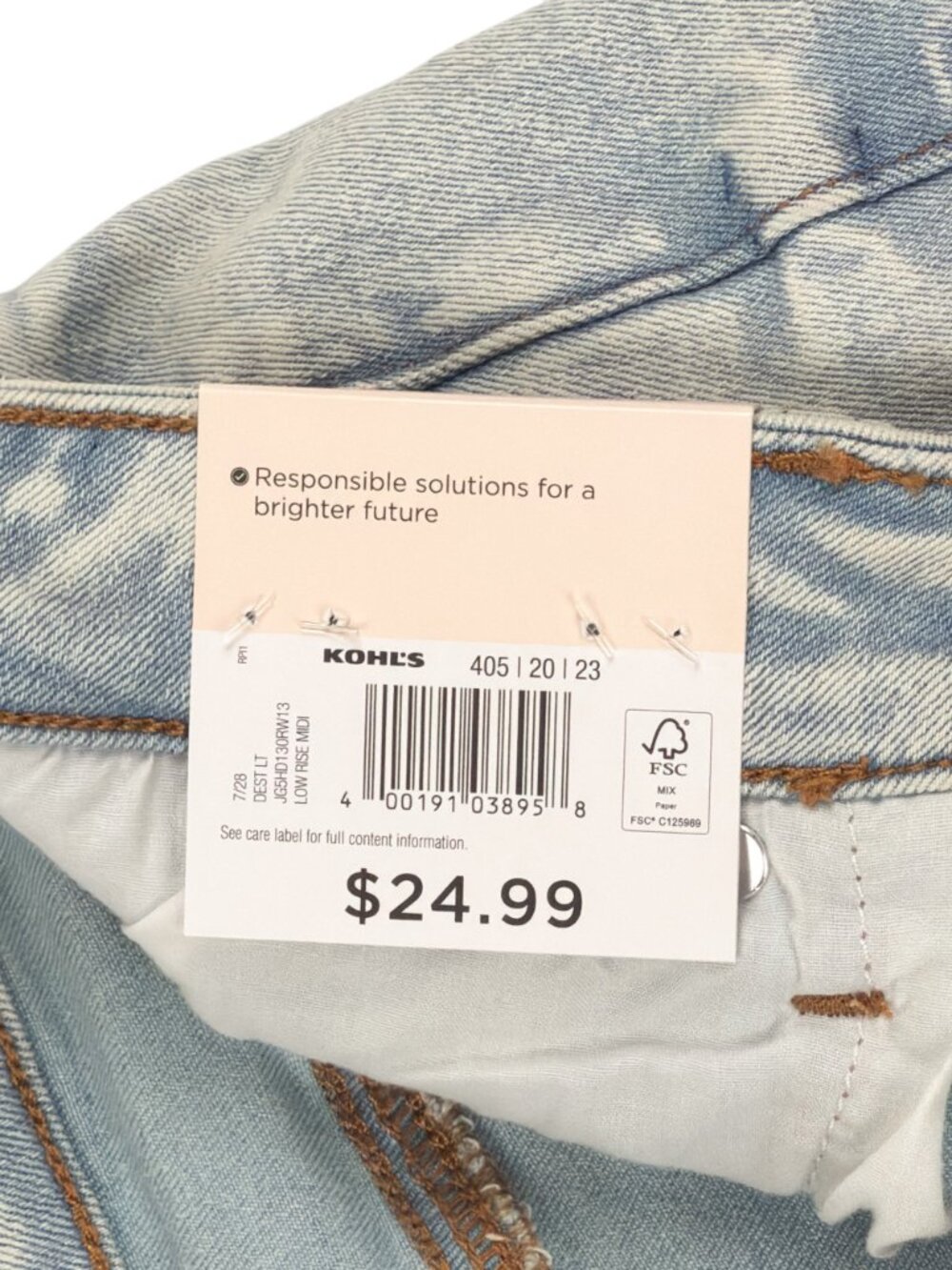 SO Low Rise Midi Denim Shorts Distressed 4" Inseam Womens Size 28 Light Wash NWT - Picture 7 of 7